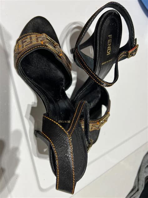 fendi womens high-heeled sandals|fendi denim sandals.